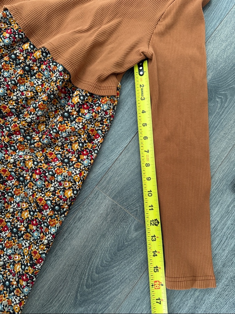 NWOT Rust Ditsy Floral Long Sleeve Ribbed Dress Nursing Breastfeeding Maternity - Picture 9 of 10